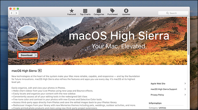 where to download mac os high sierra